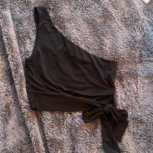 Black crop top with adjustable tie